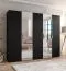 Kleiderschrank | 2 Spiegeltüren | Farbe: Schwarz | 2,5 Meter breit | 3 Fächer | Griffe: Kaschmir | 3 Kleiderstangen | Maße: 250 x 52 x 202 cm | Soft-Close