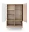 Vitrine | Farbe: Eiche / Kaschmir | 8 Fächer | 2 Türen | ABS-Kantenschutz | Tamino 01 | 100,1 x 40 x 152,1 cm | Beine: Metall | 1 Kippschublade