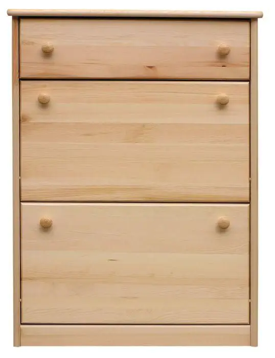 Schuhschrank Kiefer Holz massiv, Farbe: Natur 98x72x30 cm Abbildung