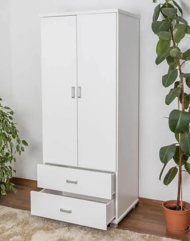 Landhaus-Stil Kiefer-Kleiderschrank massiv Weiß 195x80x59 cm Abbildung
