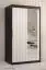 Schmaler Kleiderschrank mit fünf Fächern Balmenhorn 75, Farbe: Schwarz matt / Weiß matt - Abmessungen: 200 x 100 x 62 cm (H x B x T), mit einer Spiegeltür