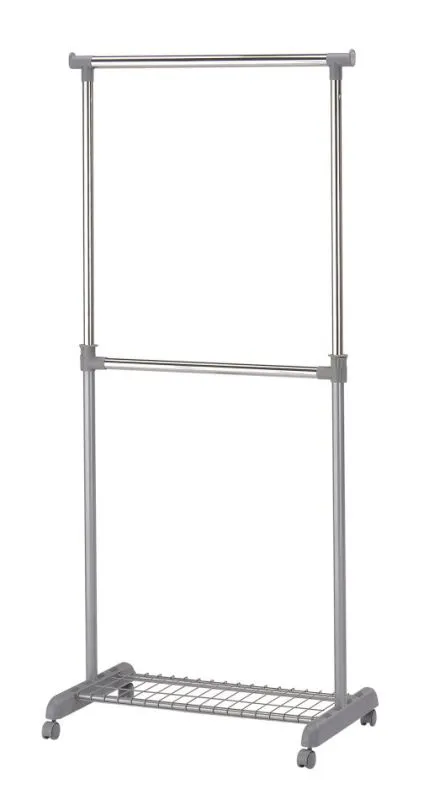 Höhenverstellbarer Kleiderständer Madina 29, Farbe: Silber - Abmessungen: 105 -179 x 83 x 43 cm (H x B x T)