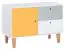 Jugendzimmer - Kommode Syrina 16, Farbe: Weiß / Grau / Gelb - Abmessungen: 72 x 103 x 45 cm (H x B x T)