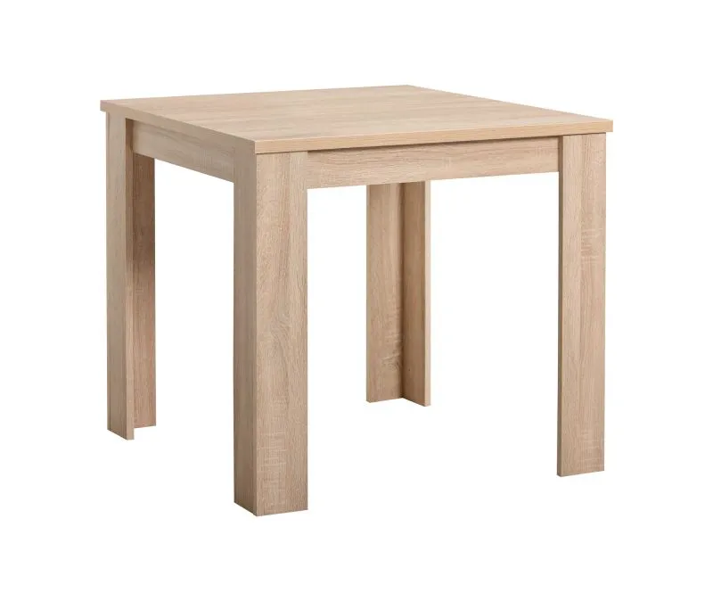 Quadratisches Esstisch Cubi 01, Farbe: Eiche Sonoma, ABS-Kantenschutz, Maße: 75 x 80 x 80 cm, schlichtes Design
