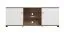 TV-Schrank / TV-Möbel mit zwei Türen Kanjiza 02, Farbe: Eiche Flagstaff / Weiß / Weiß Hochglanz, zwei Kabeldurchführungen, Maße: 59,5 x 157 x 40 cm, sechs Fächer