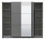 Schiebetürenschrank / Kleiderschrank Kule 10, Farbe: Graphitgrau, Spiegel, ABS-Kanten, zwei Kleiderstangen, 10 Fächer, Maße: 210 x 236,5 x 62,5 cm