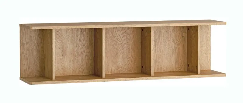 Wandregal | Farbe: Eiche | 3 Fächer | 123 x 25 x 33 cm | reichlich Stauraum | Aufbewahren von Büchern oder Dekorationen | schlicht | für Wohnzimmer