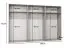 Drehtürenschrank | 3 Spiegeltüren | Farbe: Weiß | Soft-Close | 3 Fächer | 3 Kleiderstangen | Griffe: Gold | Maße: 300 x 52 x 202 cm | Kleiderschrank