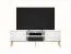 TV-Unterschrank Roanoke 06, Farbe: Weiß / Weiß Glanz - Abmessungen: 53 x 160 x 40 cm (H x B x T), mit 2 Türen und 4 Fächern