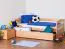 Kinderbett 90 x 200 cm | Massivholz: Buche | Natur Lackiert | inkl. 2. Liegeplatz 90 x 190 cm ausziehbar und 2 Rollrost Abbildung