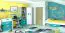 Kinderzimmer - Hängeregal / Wandregal Renton 14, Farbe: Platingrau / Weiß / Blaugrün - Abmessungen: 15 x 92 x 12 cm (H x B x T)