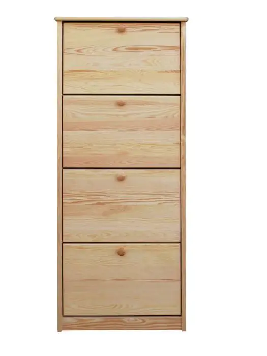 Schuhkommode Schuhschrank Kiefer Holz massiv, Farbe: Natur 150x58x30 cm, Massivholz Schuhschrank Abbildung