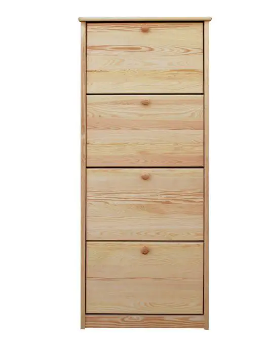 Schuhschrank Kiefer Holz massiv, Farbe: Natur 150x58x30 cm Abbildung