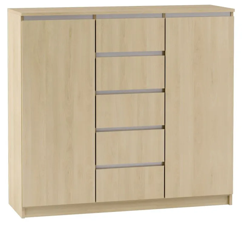 Kommode Kiunga 10, Farbe: Buche / Weiß - Abmessungen: 112 x 122 x 40 cm (H x B x T)