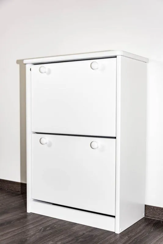 Schuhschrank Kiefer Vollholz massiv weiß Junco 215 - Abmessungen: 80 x 58 x 30 cm (H x B x T)