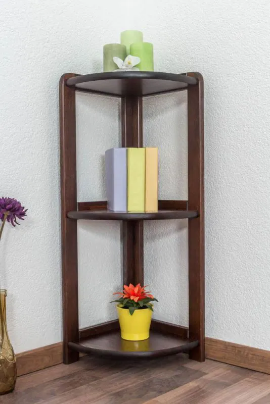 Regal, Küchenregal, Wohnzimmerregal, Bücherregal - 30 cm breit, Kiefer Holz-Massiv, Farbe: Nuss Abbildung