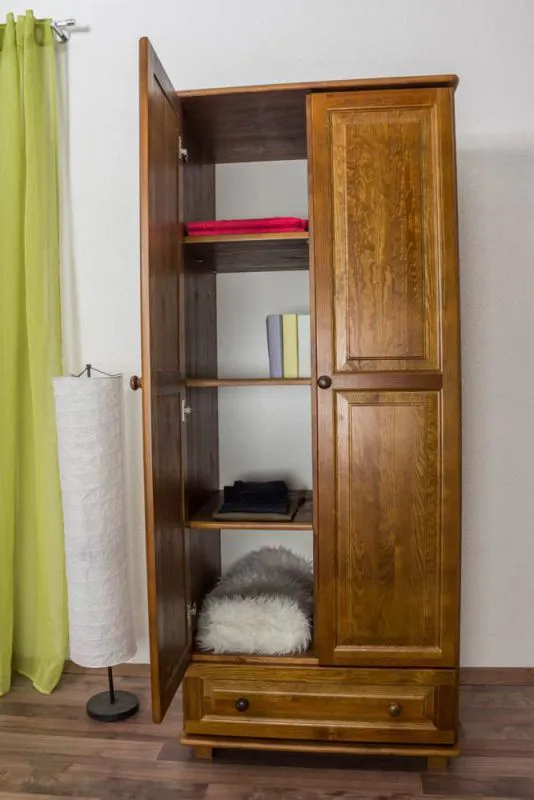 Kleiderschrank 2-türig, Farbe: Eiche 190x80x60 cm Abbildung