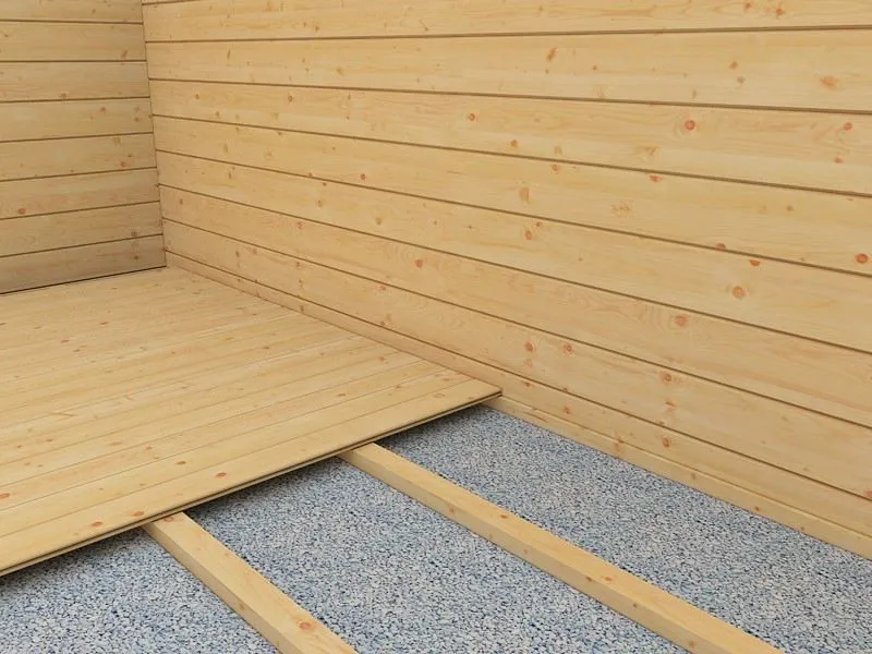Fußboden für Gartenhaus Wiesenlust 03, mit Grundfläche: 16 m², 34 mm Blockbohlenhaus
