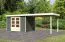 Gartenhaus SET terragrau mit Anbaudach 2,8 m Breite, Grundfläche: 7,21m²