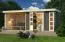Gartenhaus SET terragrau mit Anbaudach 2,8, Seiten- und Rückwand, Grundfläche: 7m²