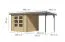 Holz Gartenhaus Anbaudach 2,38 × 2,42 m, naturbelassen/graualuminium, robuste metallverstärkte-Ecken, Trapezblechdach wetterfest, Zylinderschloss