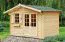 Holz-Gartenhaus 3,98 x 3,48 Meter (inkl. Dach) | Naturbelassen | Satteldach | 34 mm Blockbohlen-Haus Abbildung