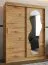 Kleiderschrank Lagginhorn 09, Farbe: Eiche Artisan, 1,5 Meter breit, ein Spiegel, fünf Fächer, Schiebetürenschrank, zwei Kleiderstangen, Aluminiumschienen