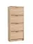 Schuhschrank Gradide 03, vier Kipptüren, Farbe: Eiche Sonoma, effektiv und funktional, ABS-Kanten, acht Fächer, Maße: 155,5 x 67 x 28 cm, Griffe: Grau
