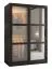 Schiebetürenschrank im modernen Design Nadelhorn 16, 5 Fächer, Schwarz Matt, Maße: 200 x 120 x 62 cm, mit fünf Holzeinlegeböden und zwei Kleiderstangen