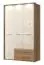 Drehtürenschrank / Kleiderschrank mit LED-Rahmen Gataivai 54, Farbe: Beige Hochglanz / Walnuss - Abmessungen: 224 x 137 x 56 cm (H x B x T)