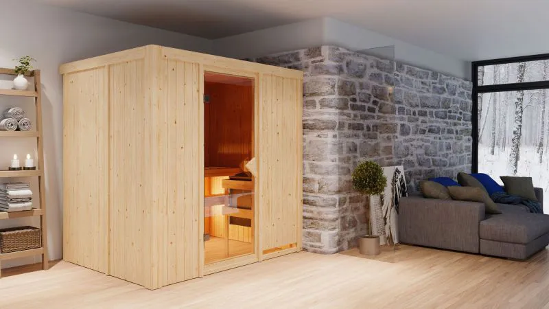 Sauna "Jarle" mit bronzierter Tür - Farbe: Natur - 196 x 151 x 198 cm (B x T x H)