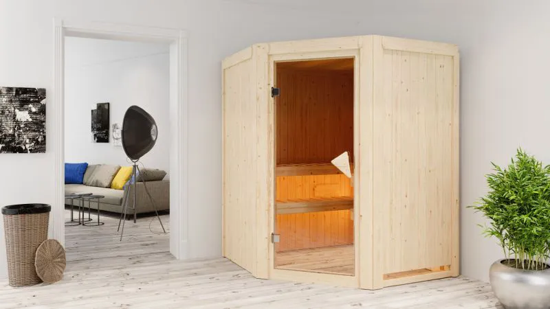 Sauna Aurora 03, 68 mm Wandstärke - 151 x 151 x 198 cm (B x T x H)