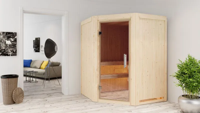 Sauna Aurora 07, 68 mm Wandstärke - 151 x 151 x 198 cm (B x T x H)