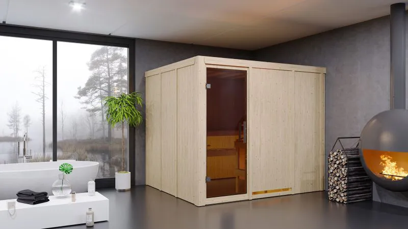 Sauna Sara 05, 68 mm Wandstärke - 231 x 196 x 198 cm (B x T x H)