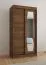 Schiebetürenschrank / Kleiderschrank | Farbe: Walnuss | zwei Kleiderstangen | 1 Meter breit | Aluminiumschienen | eine Spiegeltür | fünf Fächer