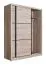 Schiebetürenschrank / Kleiderschrank Panevo 01, Farbe: Eiche Grau, sechs Fächer, eine Kleiderstange, Maße: 215,5 x 60 x 166 cm, für Schlafzimmer