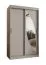 Kleiderschrank / Schiebetürenschrank Jorasses 08, Farbe: Kaschmir, Aluminiumschienen, fünf Fächer, 1,2 Meter breit, eine Spiegeltür, zwei Kleiderstangen
