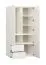 Kleiderschrank mit integrierter LED-Beleuchtung mit Bewegungssensor Aenna 27, Farbe: Weiß / Grau, Maße: 202,5 x 100,5 x 60 cm, zwei Schubladen, eine Kleiderstange