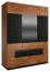 Flurschrank Walnuss / Schwarz 210x163x62 cm