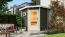 Saunahaus "Caria" SET mit moderner Tür, Farbe: Terragrau, mit Ofen 9 kW - 196 x 196 cm (B x T), Grundfläche: 3 m²