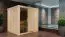 Sauna "Aleksi" SET mit graphitfarbener Tür - Farbe: Natur, Ofen BIO 9 kW - 196 x 196 x 198 cm (B x T x H)