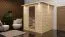 Sauna "Jonna" SET mit Klarglastür, Kranz & Ofen externe Steuerung easy 9 KW - 224 x 210 x 206 cm (B x T x H)