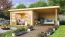 Gartenhaus SET naturbelassen mit Anbaudach 3,3 m Breite, Rückwand, Grundfläche: 9,3m²