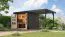 Holz Gartenhaus Anbaudach mit Trapezblechdach, nordische Fichte terragrau/anthrazit, metallverstärkte-Ecken, Doppelflügeltür Zylinderschloss, 5,05 m²