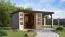 Holz Gartenhaus Anbaudach 2,35 m, nordische Fichte wassergrau/anthrazit, Trapezblechdach, metallverstärkte-Ecken, Zylinderschloss, 2,38 × 2,42 m