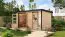 Gartenhaus aus Holz, nordische Fichte naturbelassen / anthrazit, Trapezblech-Pultdach, robuste metallverstärkte-Ecken, Zylinderschloss, 4,00 × 2,13 m