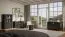 Kommode Annelin 11 mit 6 Fächern, 81 x 150 x 40 cm, in Schwarz, Soft Close System, 1 Glastür, optionale LED-Beleuchtung am Glaseinlegeboden verfügbar