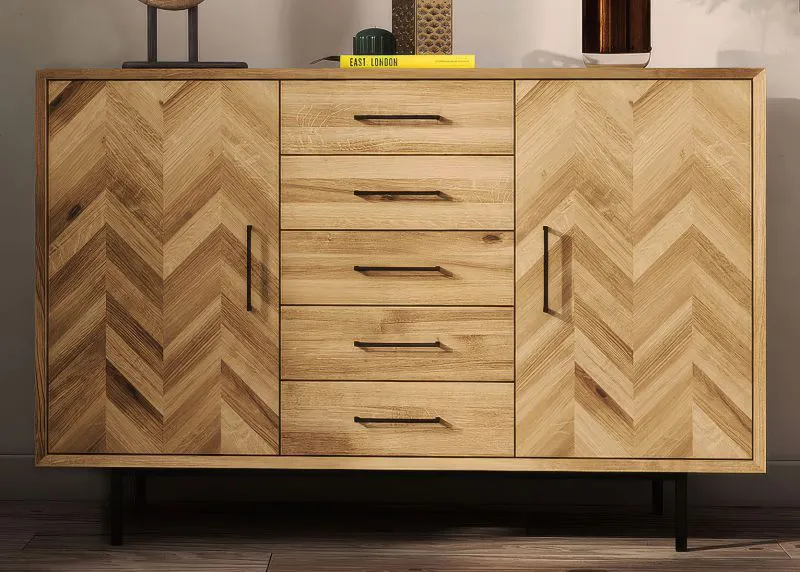 Kommode Kumeu 47 Wildeiche massiv geölt - Abmessungen: 95 x 144 x 45 cm (H x B x T)