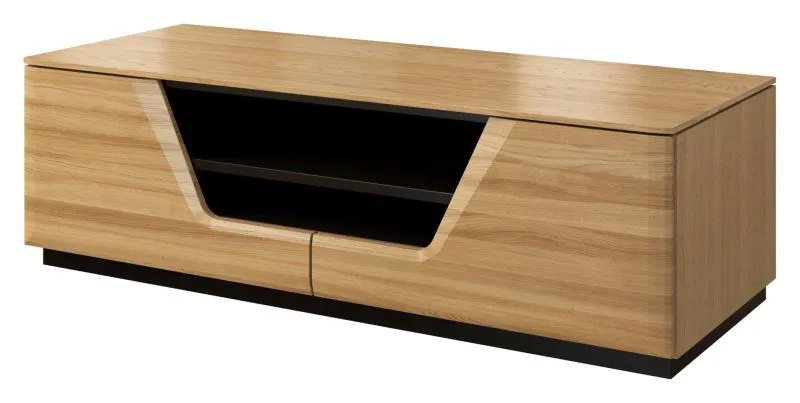 TV-Kommode teilmassiv Farbe: Eiche / Schwarz 38x122x50 cm Abbildung