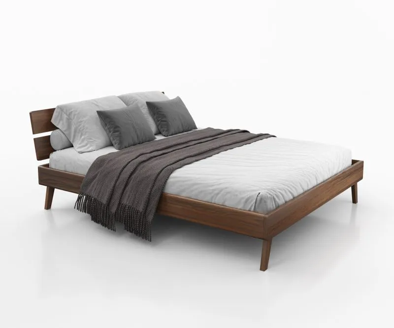 Einzelbett / Gästebett Engordany 09 | Buche Vollholz massiv | lackiert | Liegefläche: 140 x 200 cm | Farbe: Walnuss | mit stabiler Kopfstütze | lange Lebensdauer